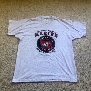 Fruit of the Loom Vintage US Marine Corps T-Shirt XL Gray Single Stitch Wife...